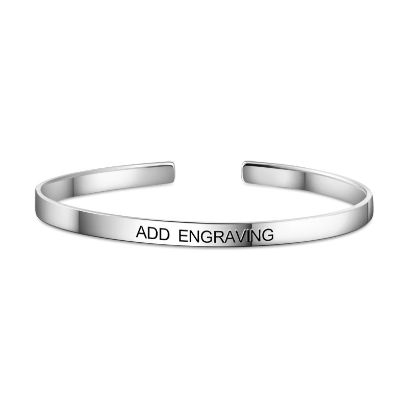 Custom Text Engraved Bangle Women's Cuff Bracelet