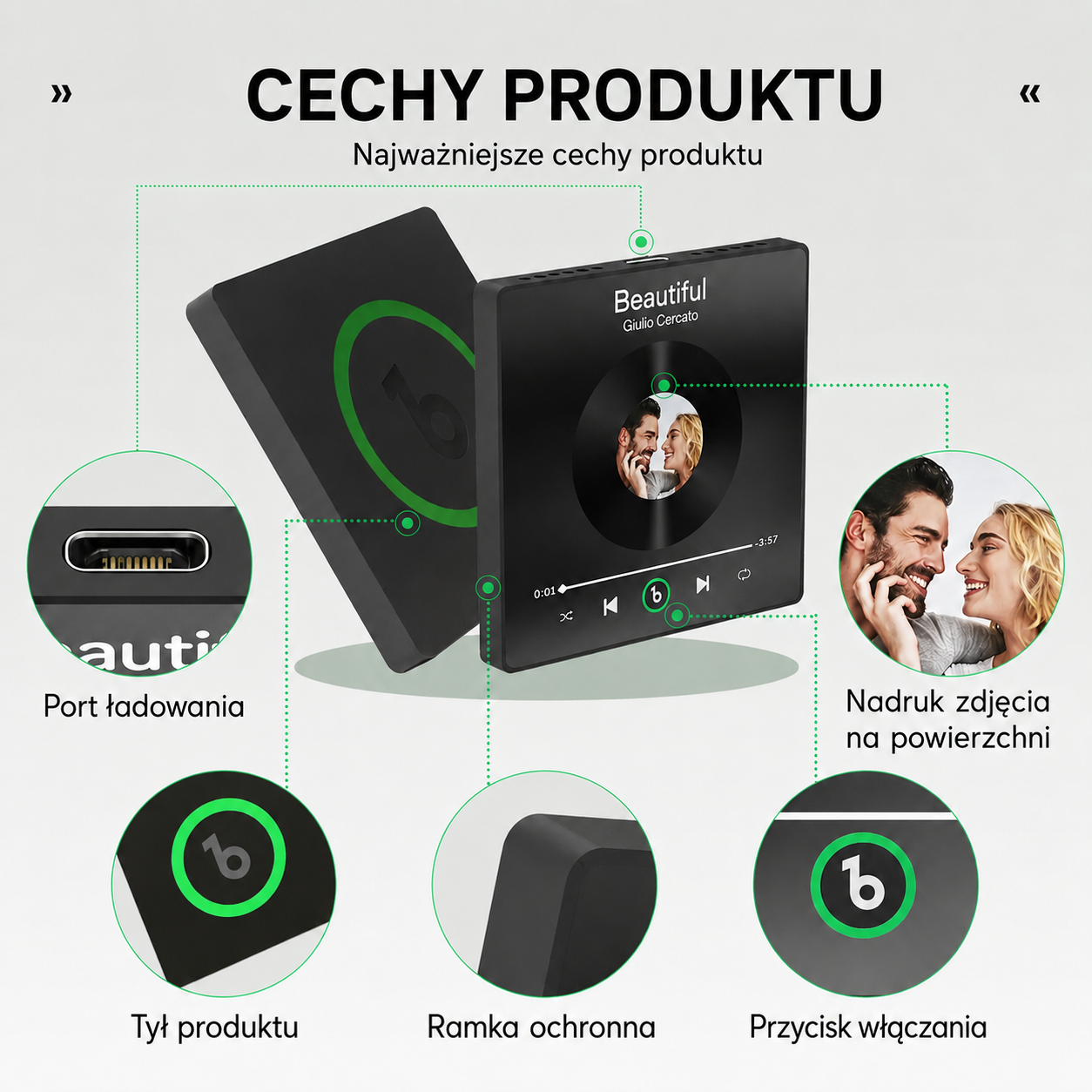 Personalizowany magnes z muzyką i zdjęciem