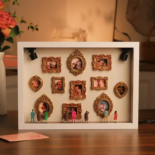 Miniaturowe muzeum w białej ramie, personalizowany prezent dla pary