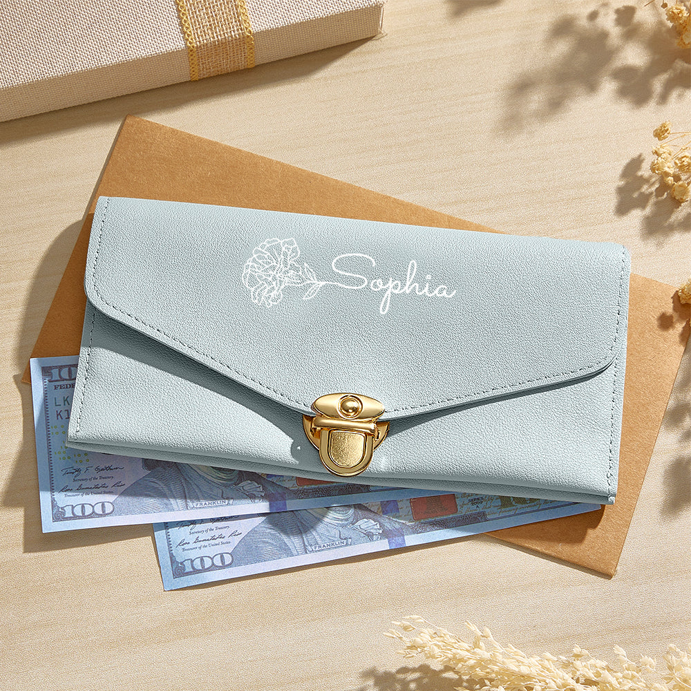 Portfel na Dzień Babci - prezent dla babci z imieniem i kwiatem urodzinowym