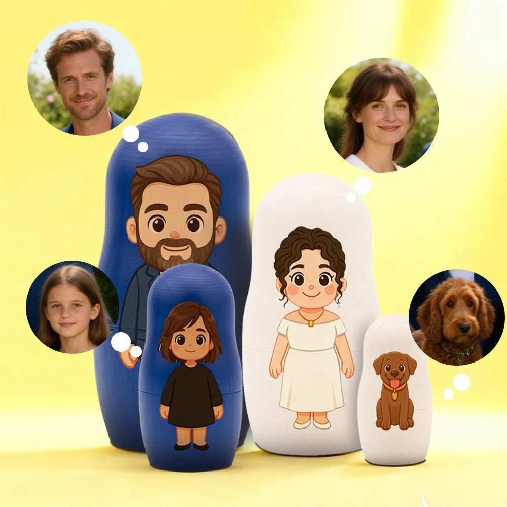 Personalized Portrait Nesting Doll Custom Photo Family Portrait Cartoon Style Gift Photo Christmas Gift