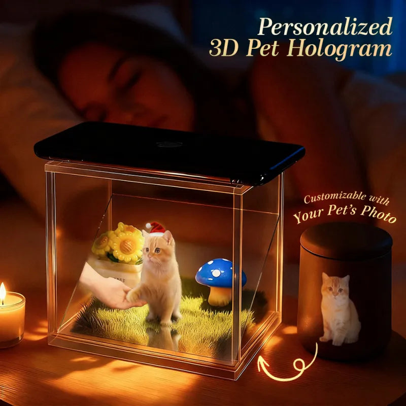 Custom Pet Name & Memorial Date Holographic Digital House – DIY Pet Memorial Ornament Christmas Gift