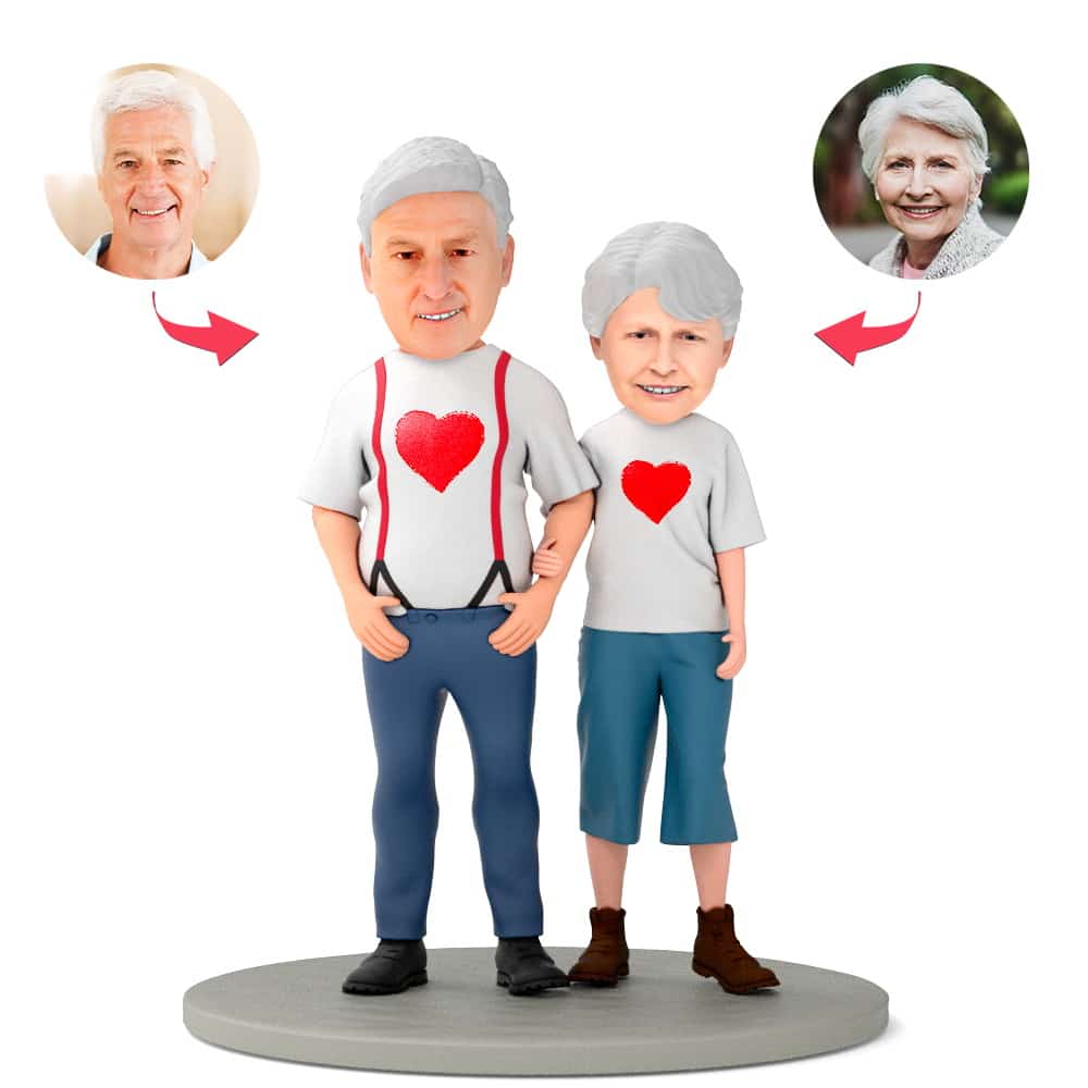 Głowy bobble na Dzień Babci i Dziadka, prezent dla dziadków z grawerem