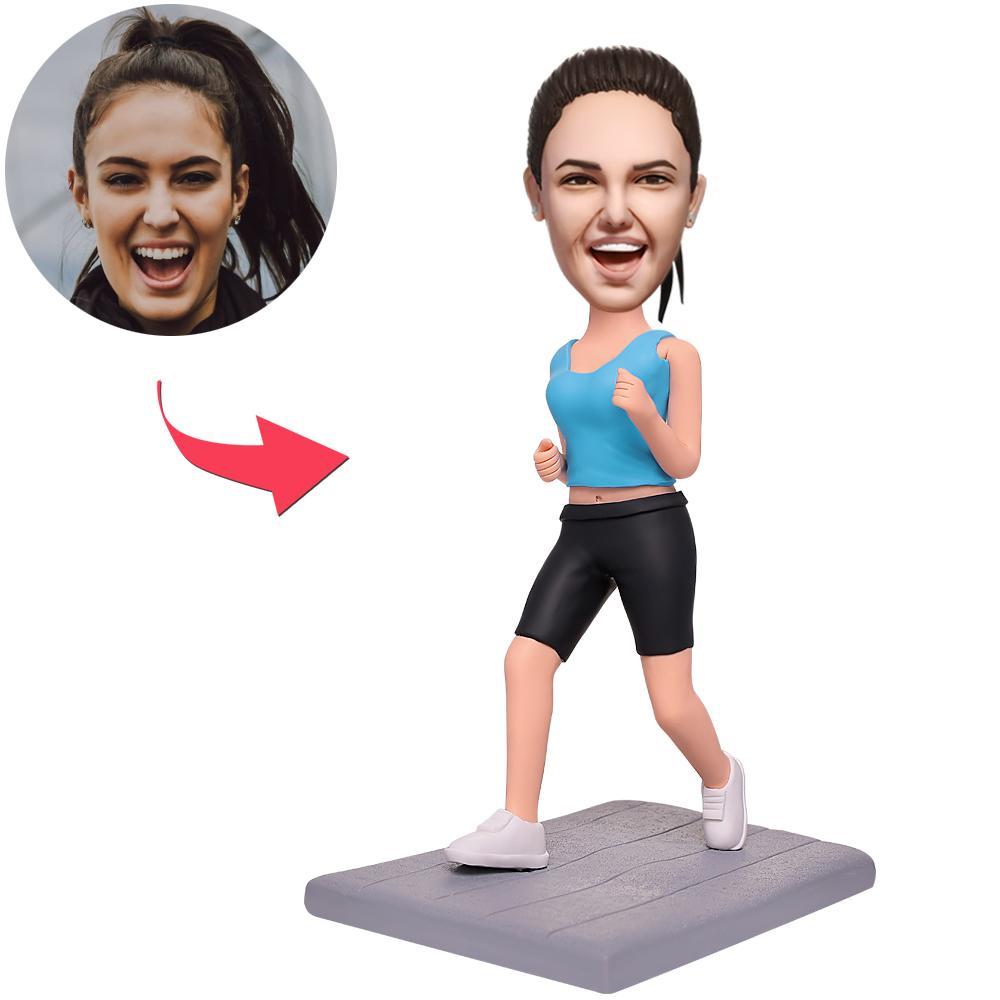 Running Woman Custom Bobbleheads With Engraved Text