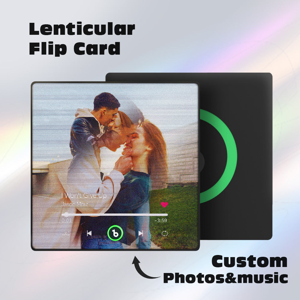 FridgeBeats Framed 4.0 Custom Lenticular Flip Music Fridge Magnet Personalized 2 Photos in 1 Album Fridge Magnet for Couple