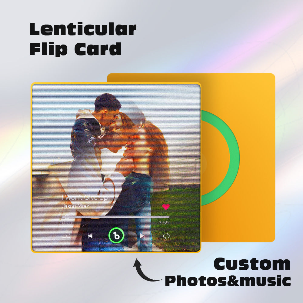 FridgeBeats Framed 4.0 Custom Lenticular Flip Music Fridge Magnet Personalized 2 Photos in 1 Album Fridge Magnet for Couple