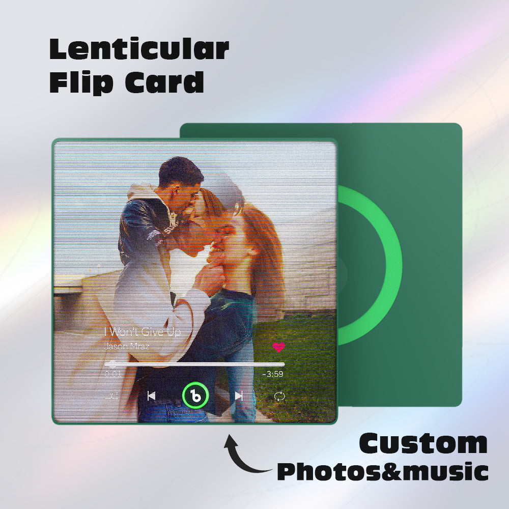 FridgeBeats Framed 4.0 Custom Lenticular Flip Music Fridge Magnet Personalized 2 Photos in 1 Album Fridge Magnet for Couple