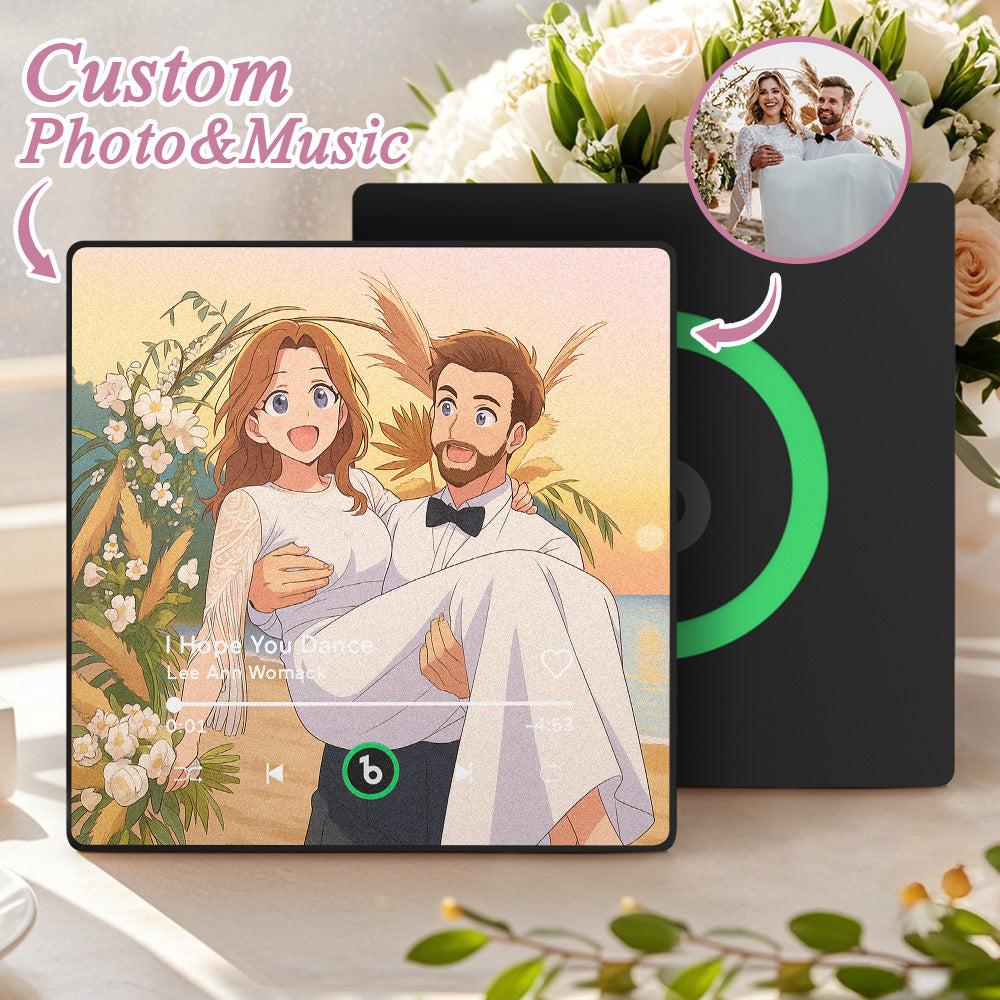 FridgeBeats Framed 4.0 Custom Photo Music Fridge Magnet Various Cartoon Style Song Fridge Magnet That Can Play Songs Wedding Gift
