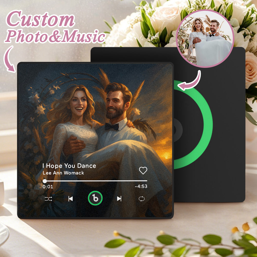 FridgeBeats Framed 4.0 Custom Photo Music Fridge Magnet Various Cartoon Style Song Fridge Magnet That Can Play Songs Wedding Gift