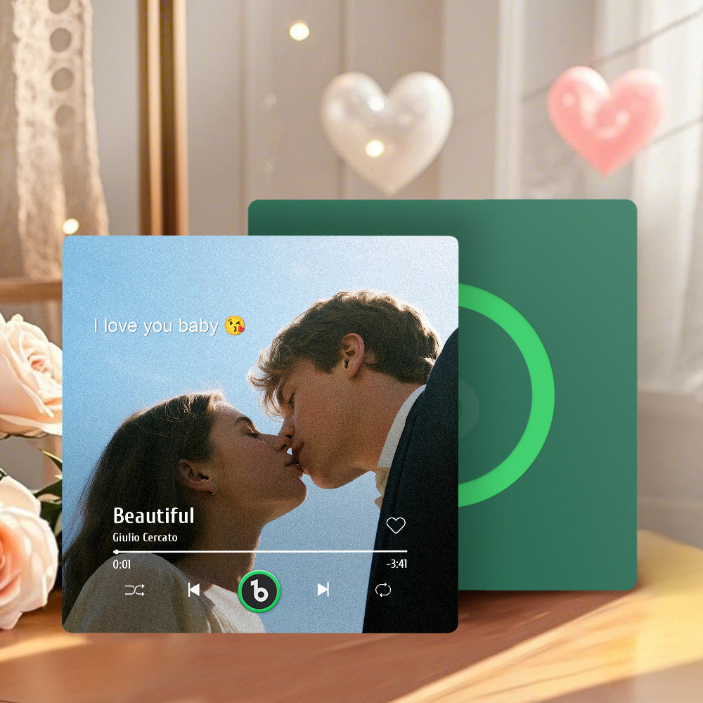 Personalizowany magnes na lodówkę z muzyką i zdjęciem, prezent na Walentynki