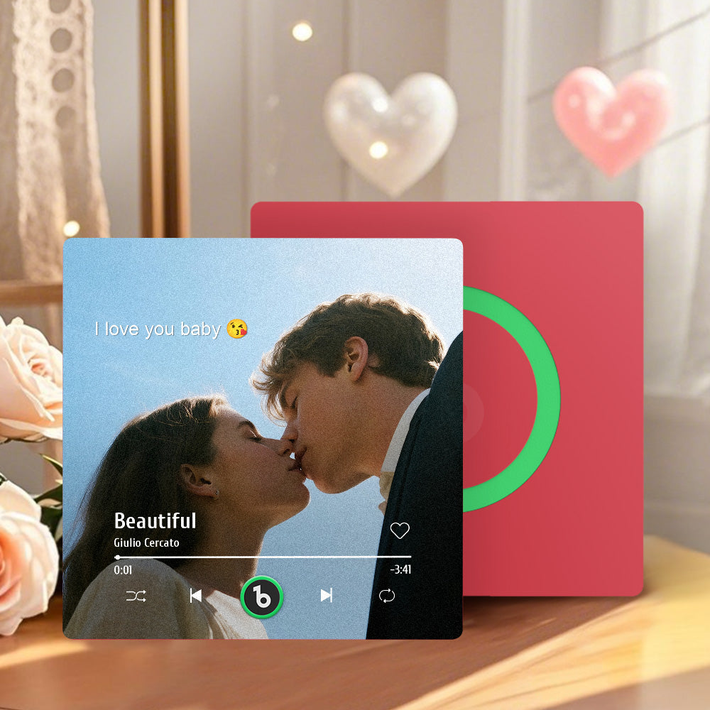 Personalizowany magnes na lodówkę z muzyką i zdjęciem, prezent na Walentynki