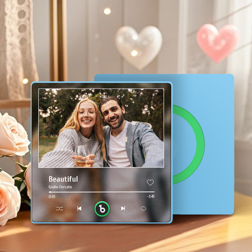 Personalizowany magnes na lodówkę z muzyką i zdjęciem, prezent na urodziny dla pary