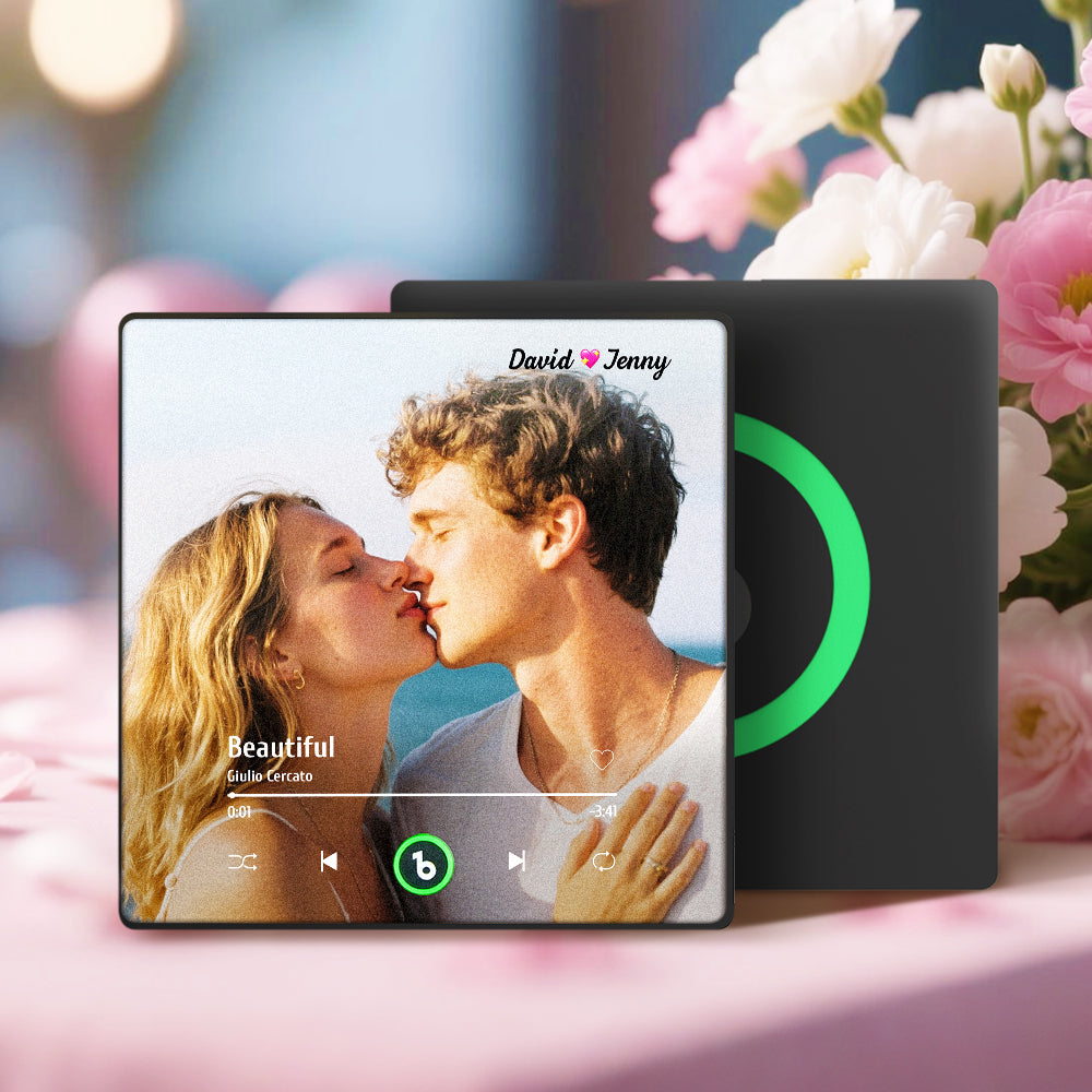 Personalizowany magnes na lodówkę z imionami i kolorową ramką, prezent na Walentynki