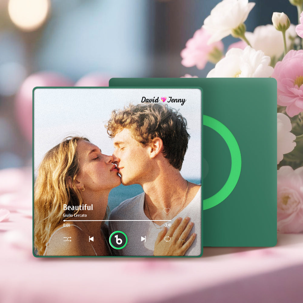 Personalizowany magnes na lodówkę z imionami i kolorową ramką, prezent na Walentynki