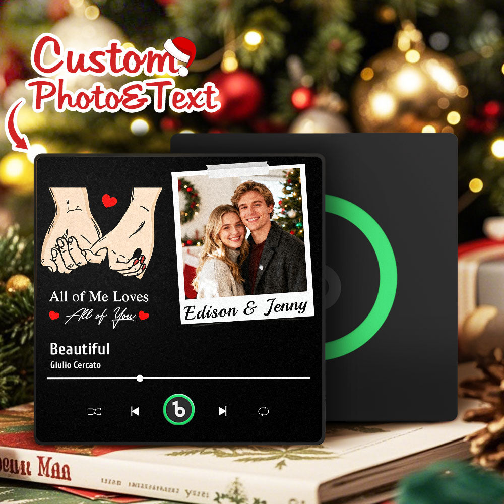 FridgeBeats Framed 4.0 Custom Photo "All Of Me Loves All Of You" Music Fridge Magnet with Colorful Frame Christmas Gifts