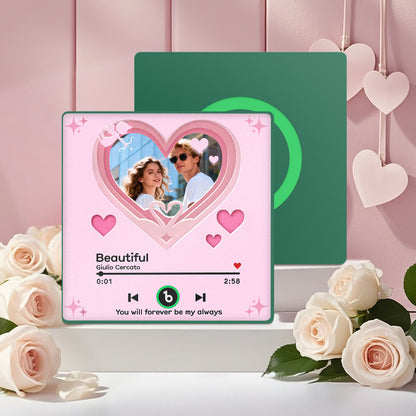 Personalizowany magnes na lodówkę z muzyką i zdjęciem, prezent na Walentynki dla pary