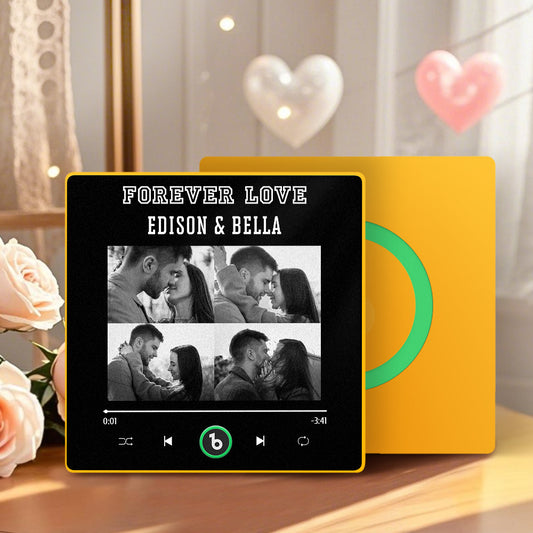 Personalizowany magnes na lodówkę z imionami i zdjęciami na Walentynki dla pary