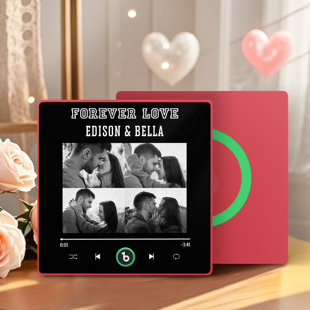 Personalizowany magnes na lodówkę z imionami i zdjęciami na Walentynki dla pary