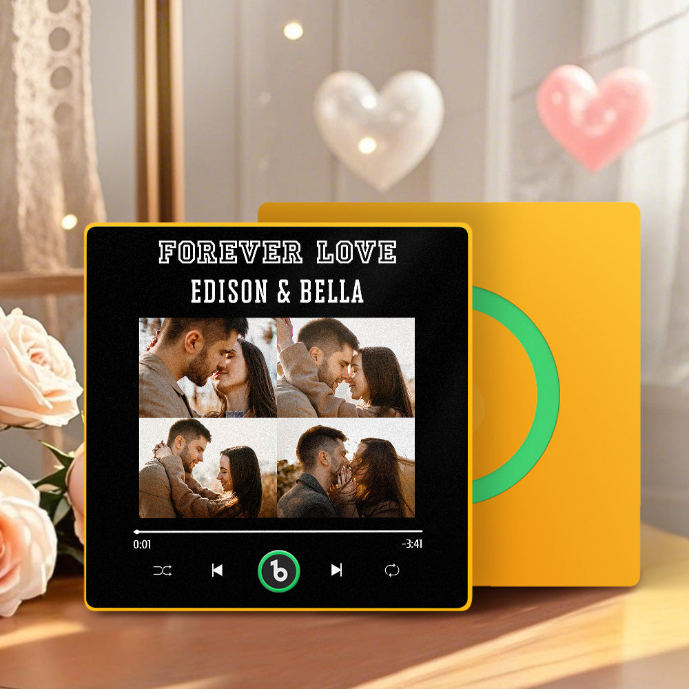 Personalizowany magnes na lodówkę z muzyką i zdjęciami na Walentynki dla pary