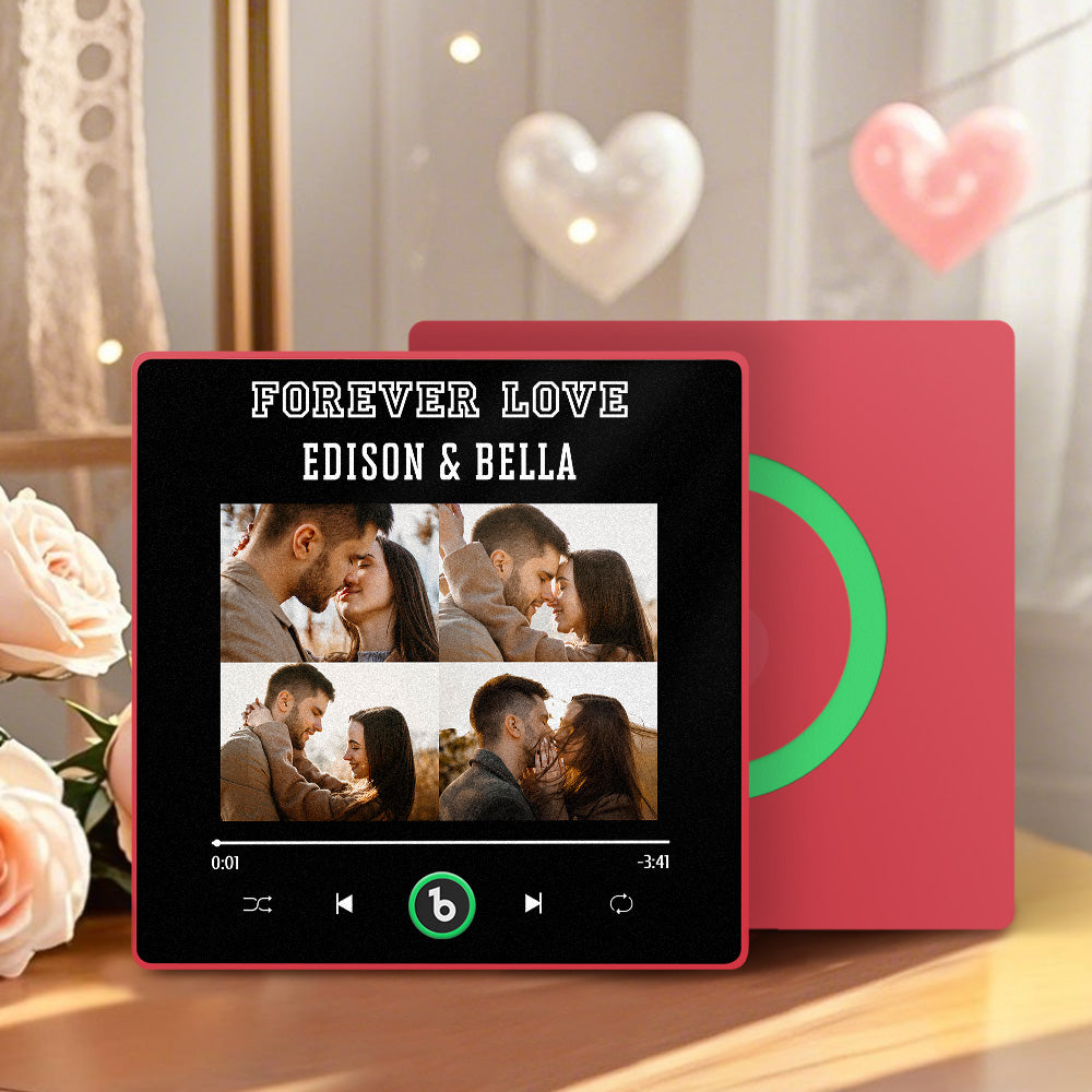 Personalizowany magnes na lodówkę z muzyką i zdjęciami na Walentynki dla pary