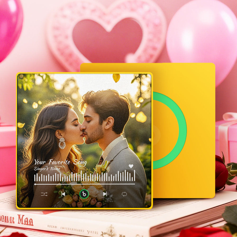 Personalizowany magnes na lodówkę z ulubioną piosenką i zdjęciem na Walentynki