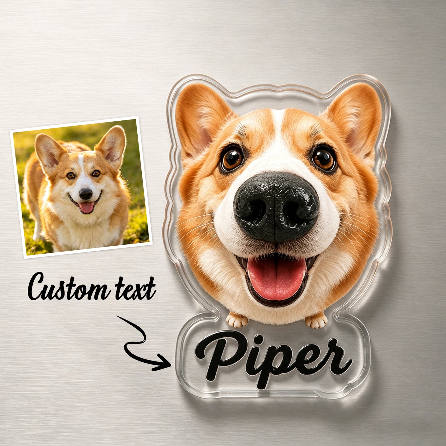 Custom Dog Nose Squishy Fridge Magnet Sticker – Personalized Pet Nose Squeeze Toy with Custom Face & Name
