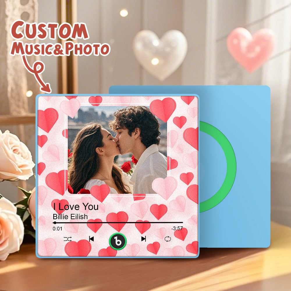 FridgeBeats Framed Custom Photo with Hearts Music Fridge Magnet Sticker Special for Valentine's Day New 4.0 Upgrade Colorful Frame