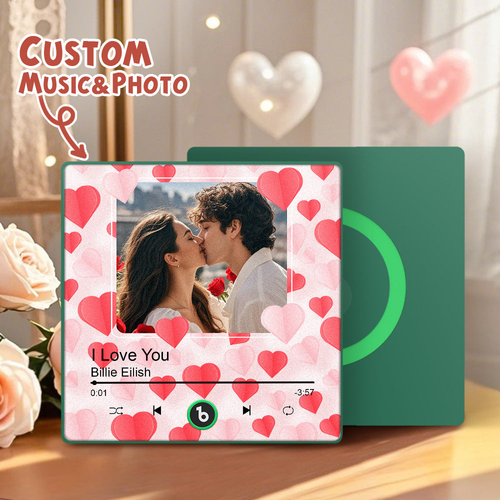 FridgeBeats Framed Custom Photo with Hearts Music Fridge Magnet Sticker Special for Valentine's Day New 4.0 Upgrade Colorful Frame