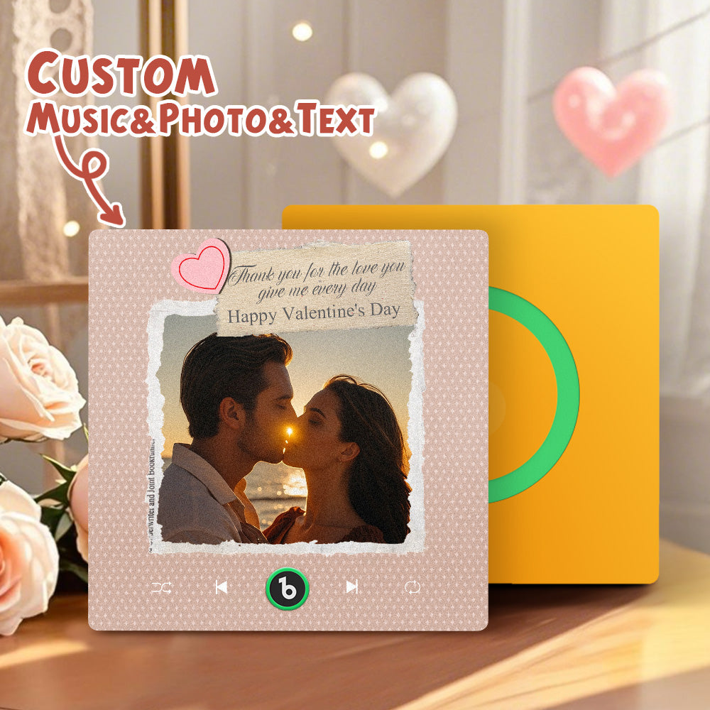 FridgeBeats Frameless Custom Photo Text with Heart Music Fridge Magnet Sticker Special for Valentine's Day New 4.0 Upgrade