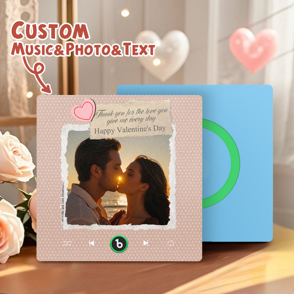 FridgeBeats Frameless Custom Photo Text with Heart Music Fridge Magnet Sticker Special for Valentine's Day New 4.0 Upgrade