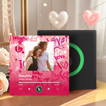 Personalizowany magnes na lodówkę z muzyką na Walentynki, prezent dla niej