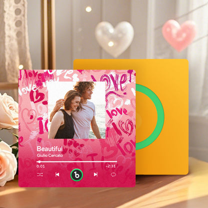 Personalizowany magnes na lodówkę z muzyką na Walentynki, prezent dla niej