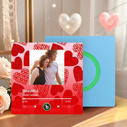 Personalizowany magnes na lodówkę z muzyką i sercem, prezent na Walentynki