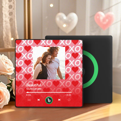 Personalizowany magnes na lodówkę z muzyką na Walentynki z sercami