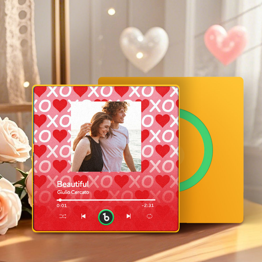 Personalizowany magnes na lodówkę z muzyką na Walentynki z sercami