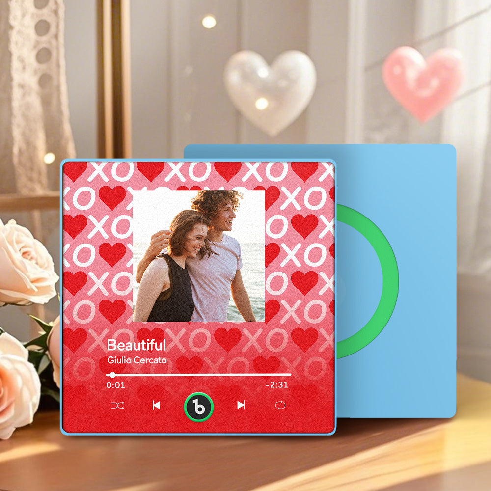 Personalizowany magnes na lodówkę z muzyką na Walentynki z sercami