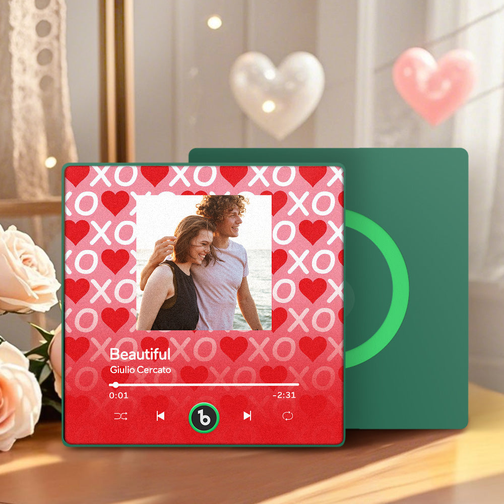 Personalizowany magnes na lodówkę z muzyką na Walentynki z sercami