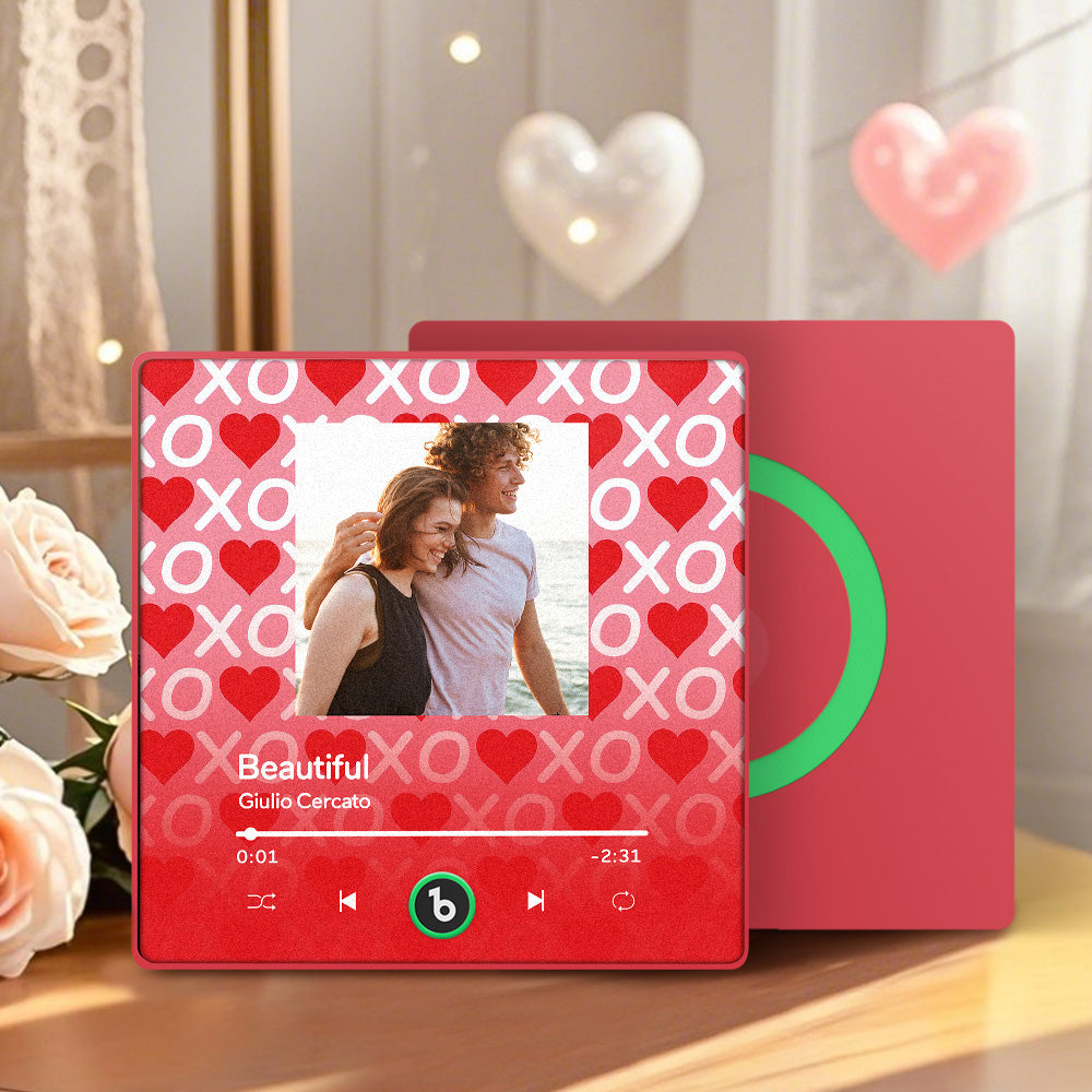 Personalizowany magnes na lodówkę z muzyką na Walentynki z sercami