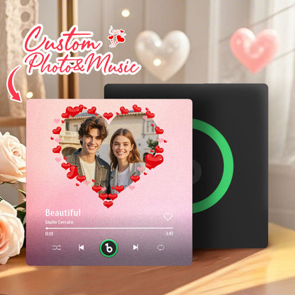Personalizowany magnes na lodówkę z muzyką i zdjęciem na Walentynki