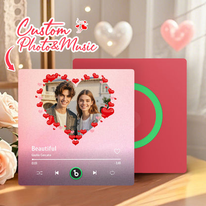 Personalizowany magnes na lodówkę z muzyką i zdjęciem na Walentynki