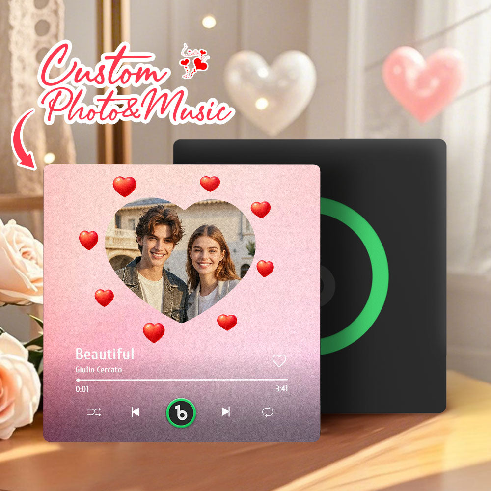 Personalizowany magnes na lodówkę z muzyką serce prezent na Walentynki