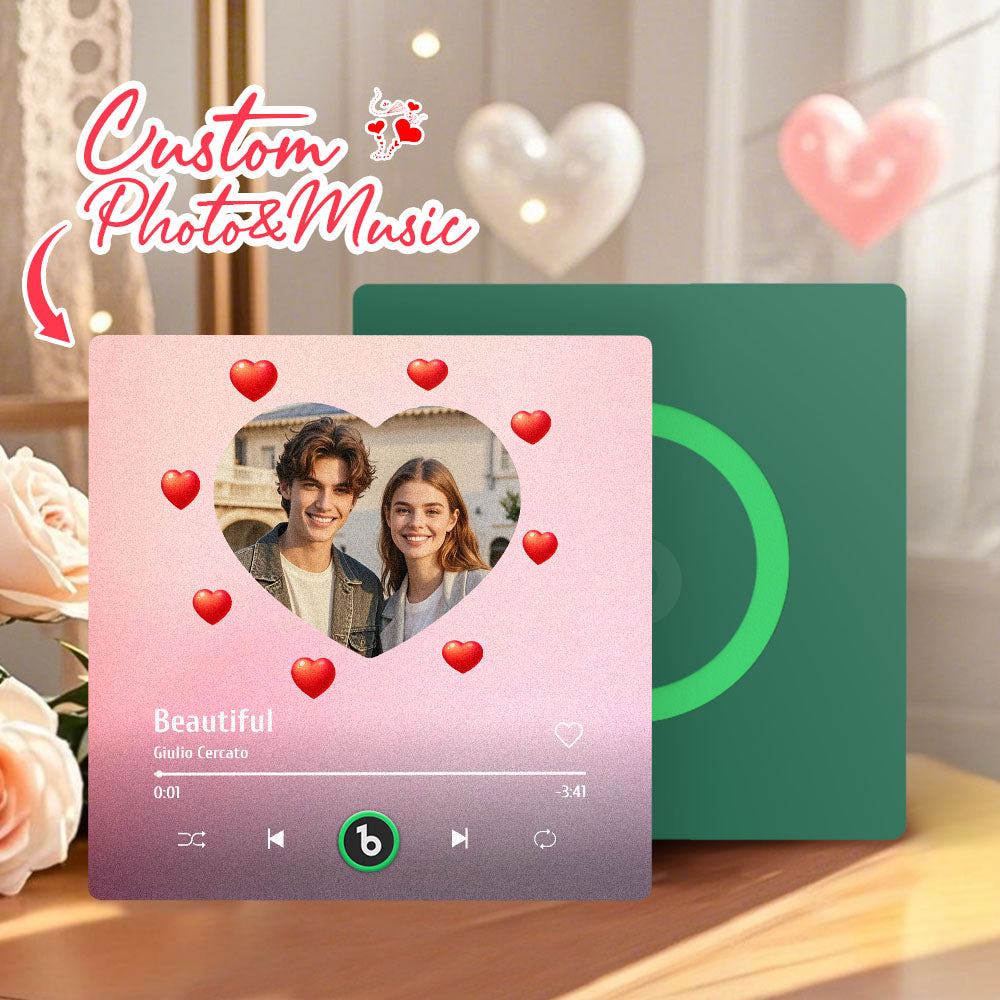 Personalizowany magnes na lodówkę z muzyką serce prezent na Walentynki