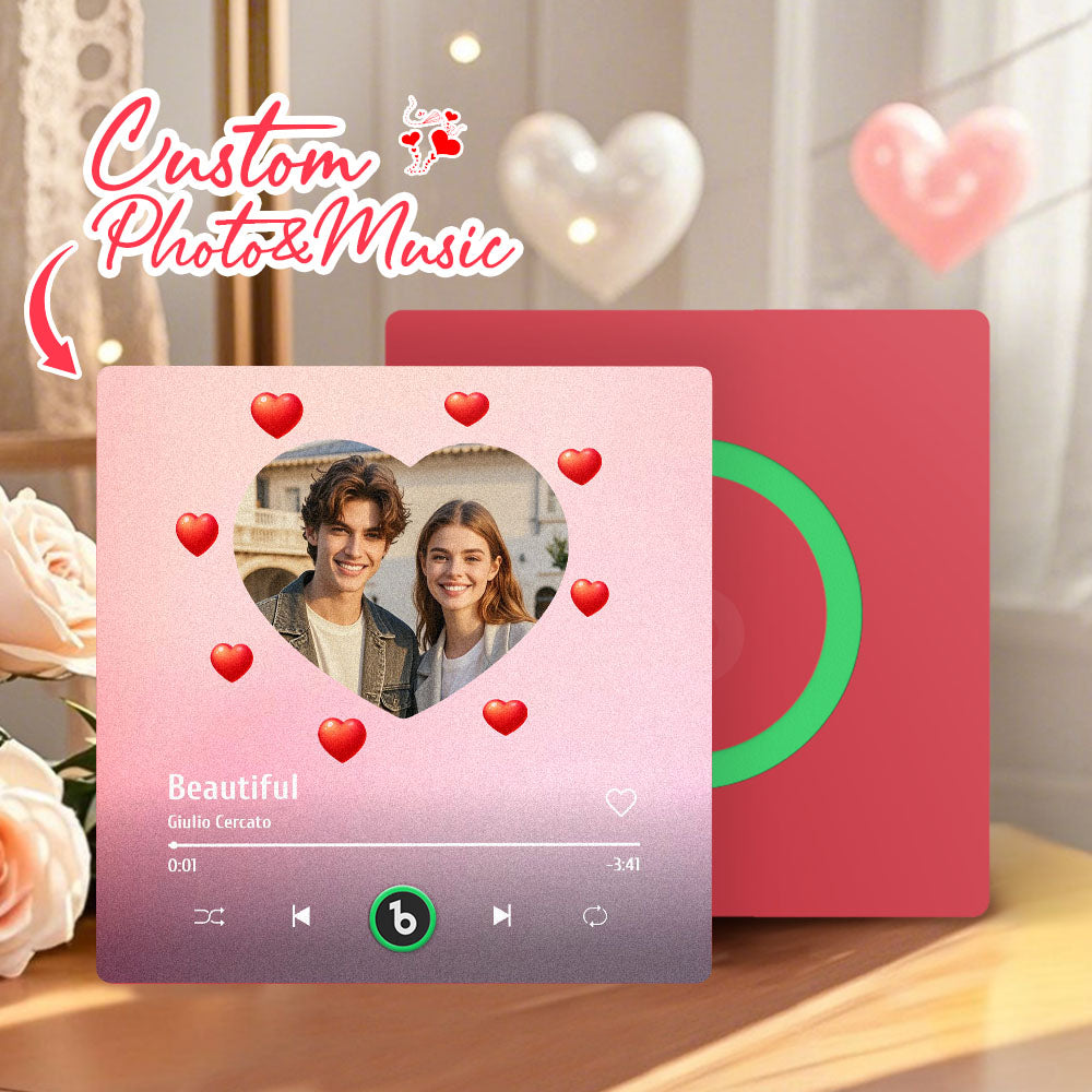 Personalizowany magnes na lodówkę z muzyką serce prezent na Walentynki