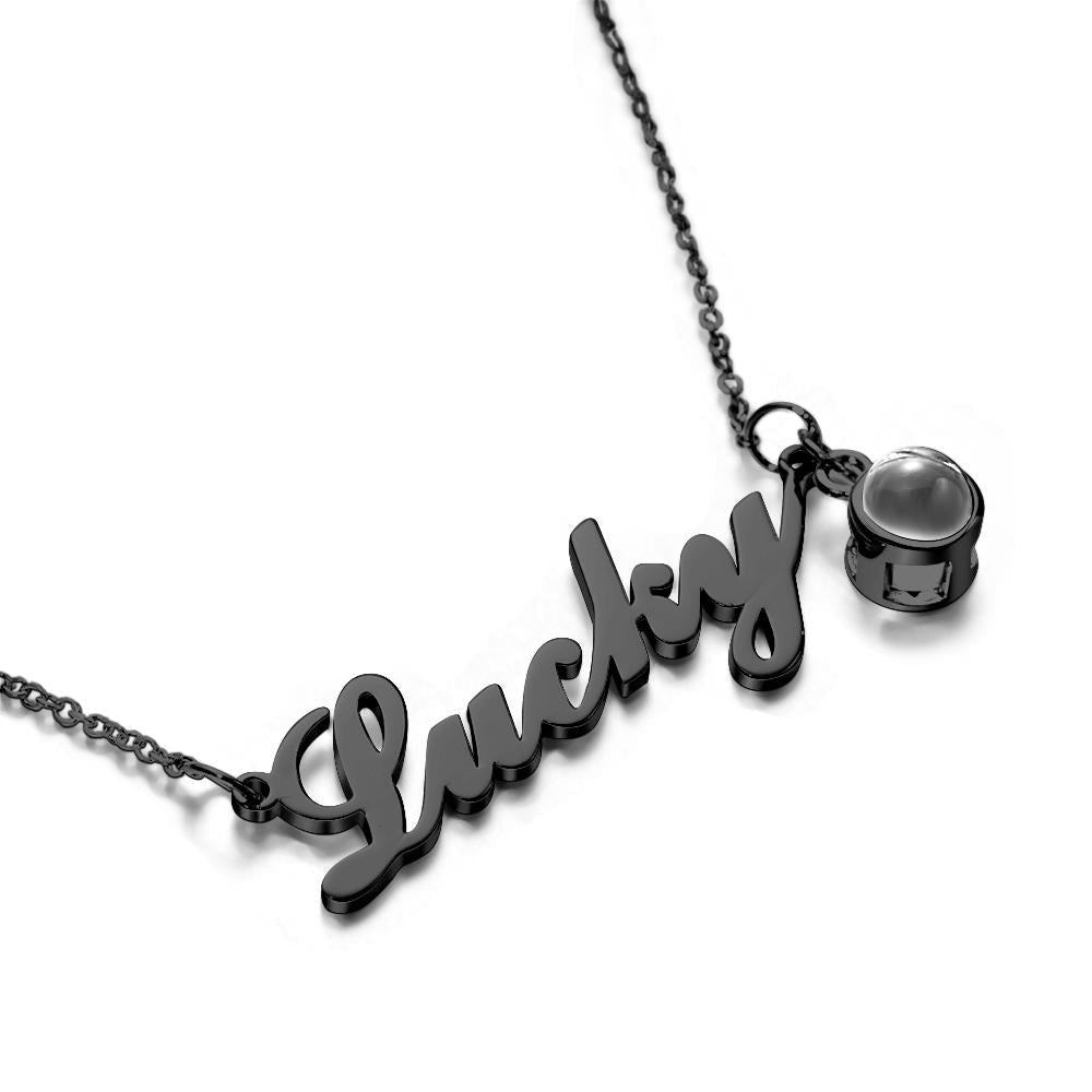 Custom Signature Lucky Name And Picture Projection Necklace Great Gift