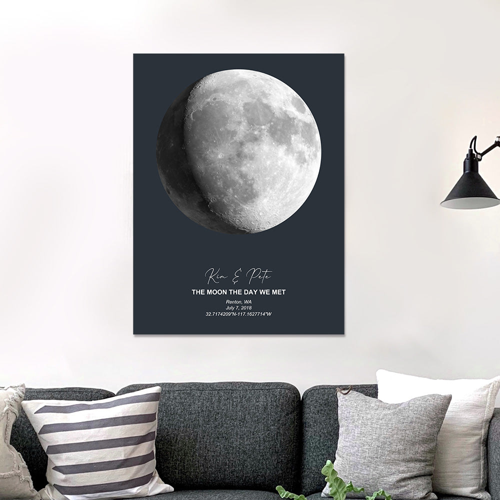 Plakat z fazami Księżyca na rocznicę - personalizowany prezent dla pary