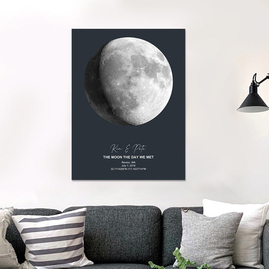 Plakat z fazami Księżyca na rocznicę - personalizowany prezent dla pary