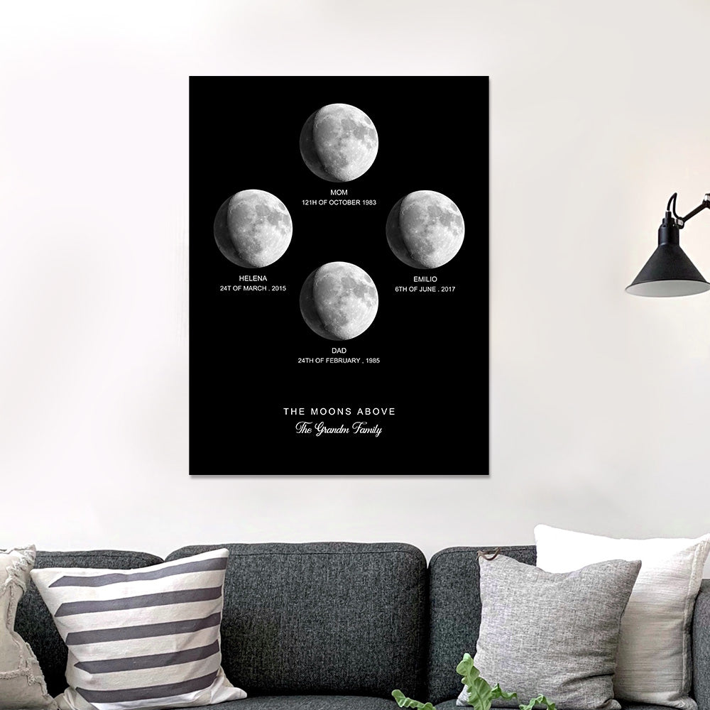 Plakat z fazami Księżyca na rocznicę - personalizowany prezent dla pary