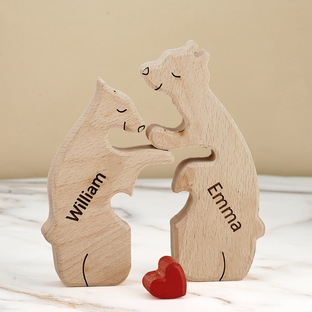 Puzzle Personalizzato Per Famiglie Con Orsi In Legno, Nomi Personalizzati, Regali Per Decorazioni Per La Casa