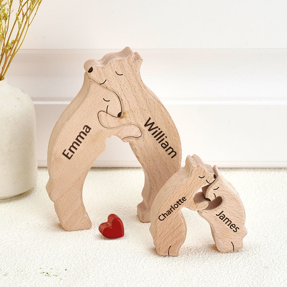 Personalizowane puzzle drewniane dla rodzin z imionami, idealny prezent do domu