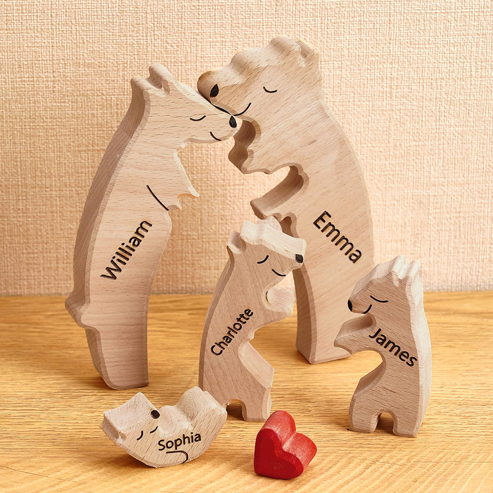 Personalizowane puzzle drewniane dla rodzin z imionami, idealny prezent do domu